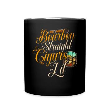 Bourbon Cigars Whisky Cigars Lounge Lovers - Full Colour Mug - black - Front
