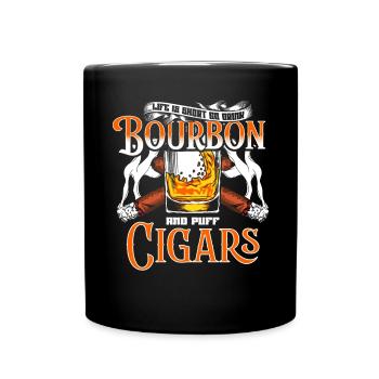 Bourbon Cigars Whisky Cigars Lounge Lovers - Full Colour Mug - black - Front