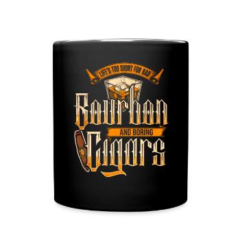 Bourbon Cigars Whisky Cigars Lounge Lovers - Full Colour Mug - black - Front