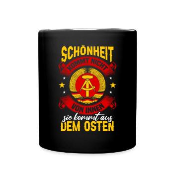 Schönheit Kommt Aus Dem Osten - Tasse einfarbig - Schwarz - Vorne