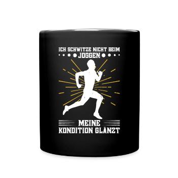 Joggen Laufen im Wald Joggerin Laufschuhe Waldlauf - Tasse einfarbig - Schwarz - Vorne