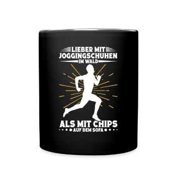 Joggen Brille Waldlauf Laufen Laufen im Wald - Tasse einfarbig - Schwarz - Vorne