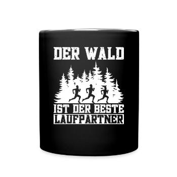 Laufen im Wald Joggerin Joggen Brille Waldlauf - Tasse einfarbig - Schwarz - Vorne