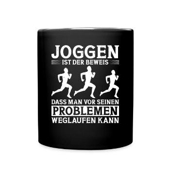 Laufen im Wald Läufer Joggen Joggerin Waldlauf - Tasse einfarbig - Schwarz - Vorne