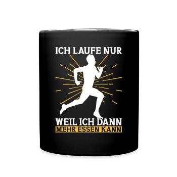 Joggen Waldlauf Joggerin Laufen Läufer - Tasse einfarbig - Schwarz - Vorne