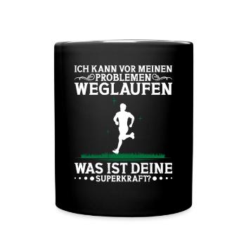 Waldlauf Lauftraining Läufer Joggen Laufen - Tasse einfarbig - Schwarz - Vorne