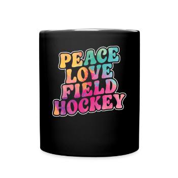 Field Hockey Heart Peace Love - Full Colour Mug - black - Front
