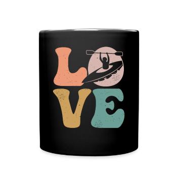 Kanufahren Kanu-Paddeln LOVE - Tasse einfarbig - Schwarz - Vorne