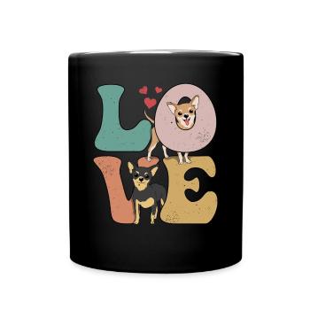 Chihuahua Hund LIEBE - Tasse einfarbig - Schwarz - Vorne