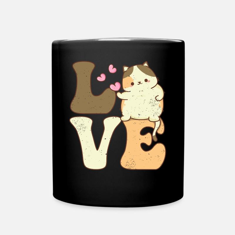 Chonk Katze Meme LIEBE fette Katzen - Tasse einfarbig - Schwarz