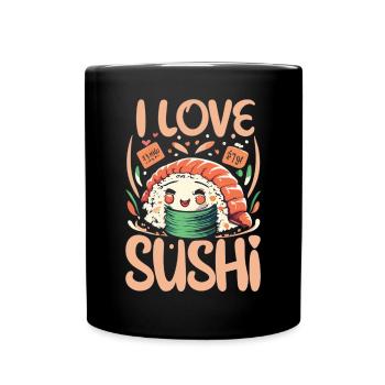 Sweet Sushi Delight - For Sushi Lovers with Heart - Full Colour Mug - black - Front