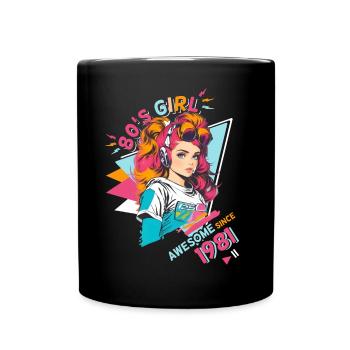 80s Born 1981 Birthday Design Women - Full Colour Mug - black - Front