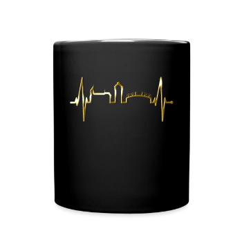Mönchengladbach Skyline Heartbeat Fan I Love MG - Full Colour Mug - black - Front