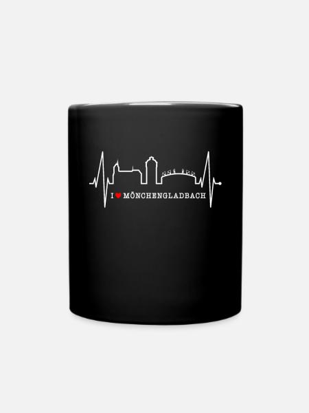 Mönchengladbach Skyline Herzschlag Fan I Love MG - Tasse einfarbig - Schwarz