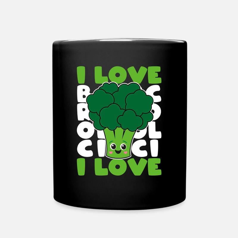 I Love Broccoli Brokkoli Gemüse Vegan Geschenk - Tasse einfarbig - Schwarz