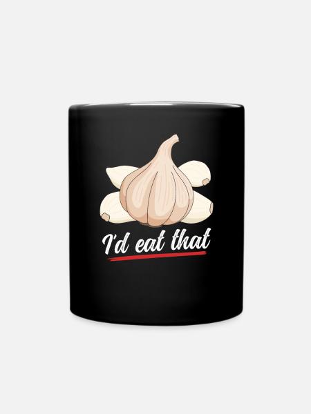 Knoblauch essen Knoblauchliebhaber Geschenk - Tasse einfarbig - Schwarz
