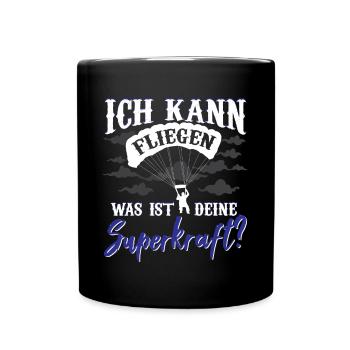 Fallschirmspringen Fallschirmsprung - Tasse einfarbig - Schwarz - Vorne