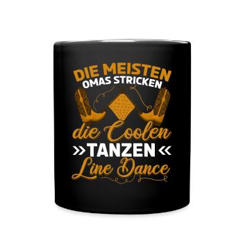 Line Dance Oma Stricken Tanzen Cowboystiefel - Tasse einfarbig - Schwarz - Vorne