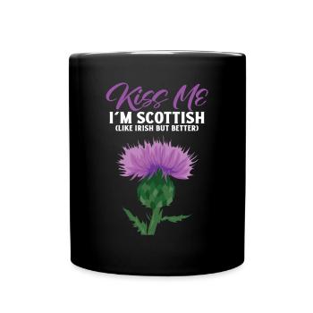 Kiss me, I'm Scottish Thisle - Full Colour Mug - black - Front