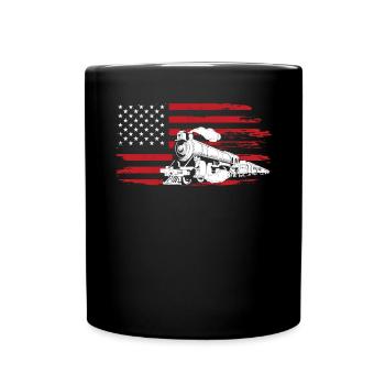 Zug Amerikanische Flagge - Tasse einfarbig - Schwarz - Vorne