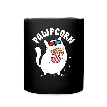 Drôle de soirée cinéma Popcorn Enthusiast Cute Pawpcorn - Mug uni - noir - Devant