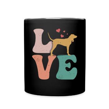 Waschbärhund Hund LIEBE - Tasse einfarbig - Schwarz - Vorne