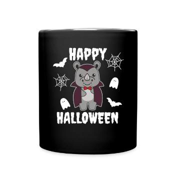 Rhinoceros Happy Halloween Cute Vampire Costume - Full Colour Mug - black - Front