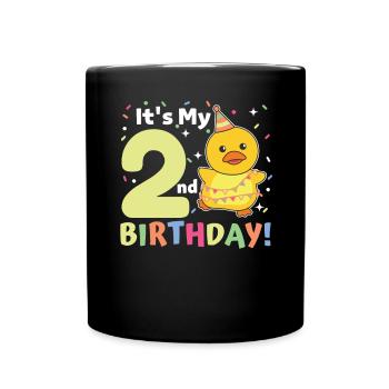 Duck for 2nd birthday children two years old - Full Colour Mug - black - Front