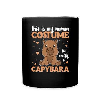 this is my human costume I'm really a capybara - Full Colour Mug - black - Front