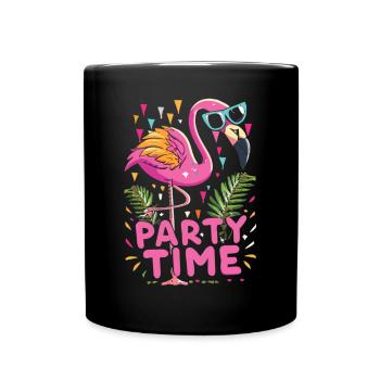 Exotic Party with Flamingos - Party Time - Full Colour Mug - black - Front