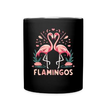 Vertrauen und Zuneigung - Flamingos der Liebe - Tasse einfarbig - Schwarz - Vorne