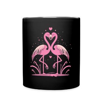Flamingo Verbundenheit - Für immer miteinander - Tasse einfarbig - Schwarz - Vorne