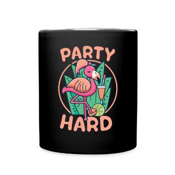 Flamingo Party Hard - Exotisches Feiern - Tasse einfarbig - Schwarz - Vorne