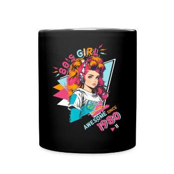 80s Born 1980 Birthday Design Women - Full Colour Mug - black - Front