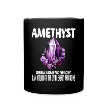 Amethyst Kristall - Tasse einfarbig - Schwarz - Vorne