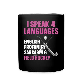 Hockey sur gazon Je parle 4 langues - Mug uni - noir - Devant
