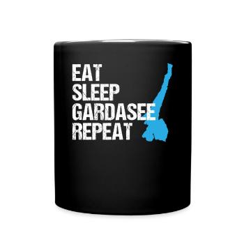Eat, Sleep, Gardasee – Der Lebenszyklus - Tasse einfarbig - Schwarz - Vorne