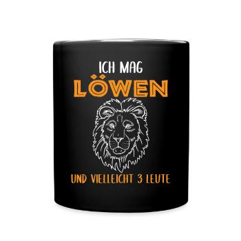 Löwen & 3 Leute – Mein Rudel - Tasse einfarbig - Schwarz - Vorne