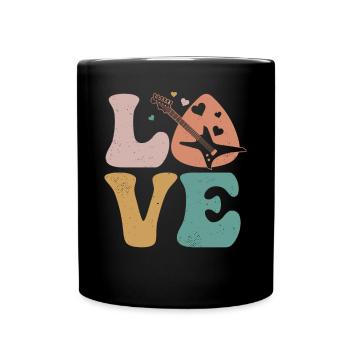 Electric Guitar Electronic Guitar LOVE - Full Colour Mug - black - Front