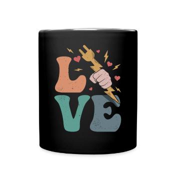 Elektriker Leitungsmonteur LOVE - Tasse einfarbig - Schwarz - Vorne