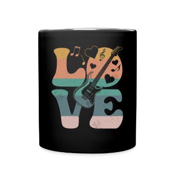 Electric Guitar Guitarist Instrument LOVE - Full Colour Mug - black - Front