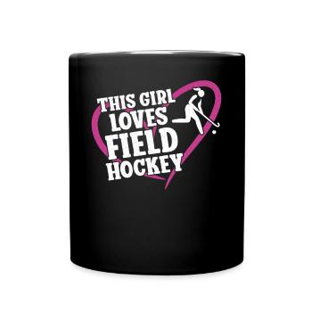 Hockey sur gazon Cette fille aime le terrain - Mug uni - noir - Devant