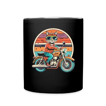 Cat Biker - L’ d’aventure sur la moto - Mug uni - noir - Devant