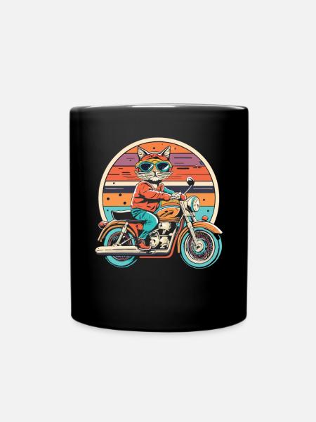 Cat Biker - L’ d’aventure sur la moto - Mug uni - noir