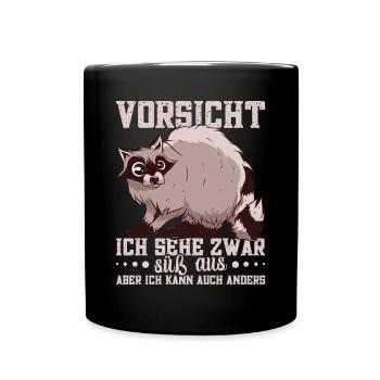 Waschbären Kostüm Nachtaktiv Waschbärliebhaber - Tasse einfarbig - Schwarz - Vorne