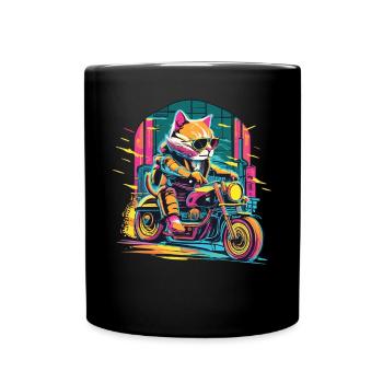 Ride with Paws - Katzenpower auf dem Bike - Tasse einfarbig - Schwarz - Vorne
