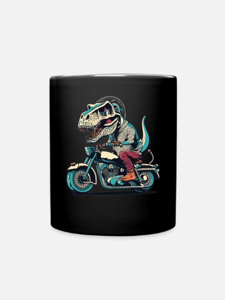 T-Rex Biker - Eine urzeitliche Fahrt - Tasse einfarbig - Schwarz