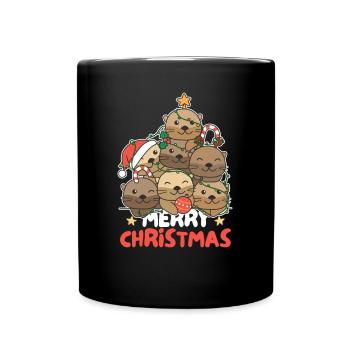 Loutre Arbre de Noël Joyeux Noël - Mug uni - noir - Devant