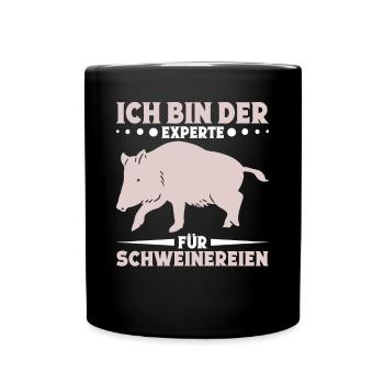 Jäger Wildschwein Wildschweinliebhaber Jagdschein - Tasse einfarbig - Schwarz - Vorne