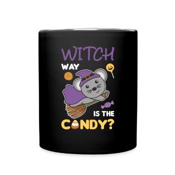 Mouse Witches Witch way is the candy Happy Halloween - Full Colour Mug - black - Front
